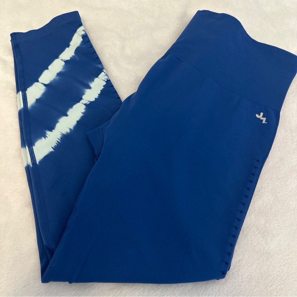 High-Waisted Blue Activewear Leggings With Tie-Dye Detail By JoyLab, XL
